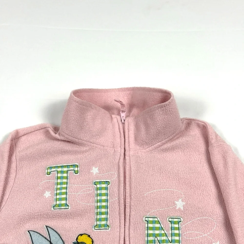 Disney Tinker Bell Pink Fleece Full Zip Womens Fleece Jacket Cardigan Sweater XL - Picture 6 of 12